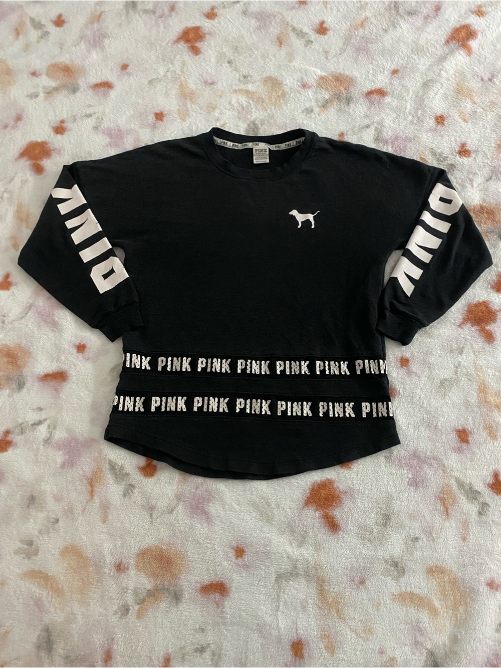 Victoria's Secret PINK Black and white long sleeve Top